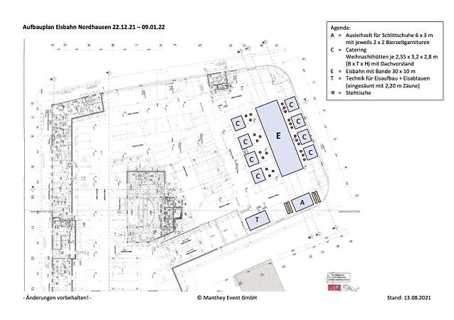 Bild: Aufbauplan der Eisbahn auf dem Parkdeck