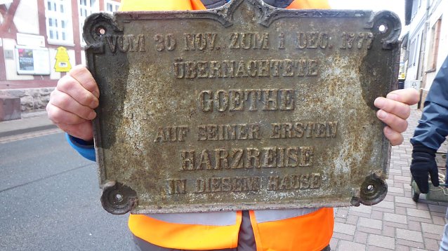 Bild: Ilfelder Gedenktafel f&uuml;r den Dichterf&uuml;rsten