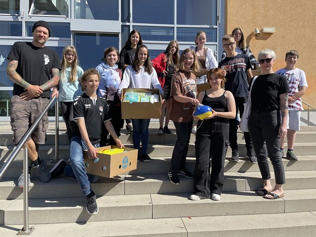 Bild: Die Sch&uuml;lerinnen und Sch&uuml;ler der Lessing-Schule sammelten Spenden f&uuml;r Menschen in der Ukraine