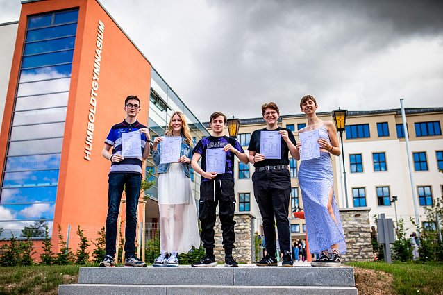 Bild: Lennart Beck, Vivian Sennewald, Laura Matura, Lilly Gehrmann und Annalena Albert (v.l.n.r.) vom Wilhelm-von-Humboldt Gymnasium in Nordhausen. 
