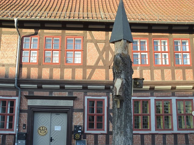 Bild: Umgebauter Baum vor dem Pfarrhaus