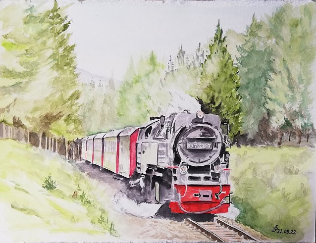 Bild: Aquarell der Harzquerbahn