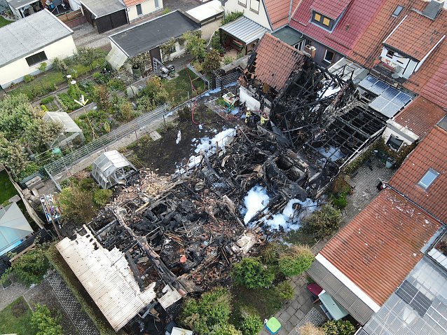 Bild: Drohnenaufnahme vom Brandort