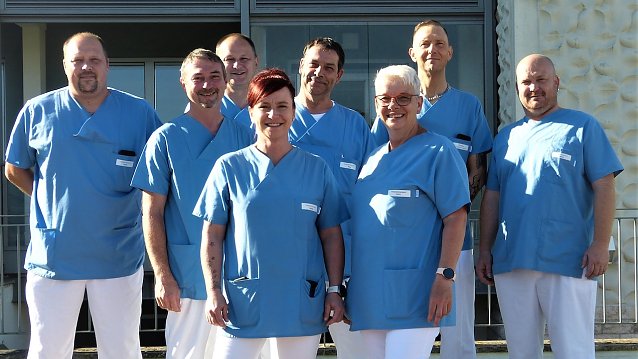 Bild: Die Patiententransportmitarbeiter des S&uuml;dharz Klinikums