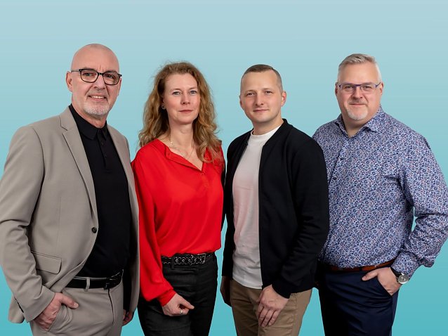 Bild: v.l.: Andreas Trump, Birgit Scholz, Christian V&ouml;lkel, Steffen Iffland