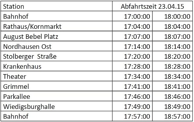 Bild: Der Sonder-Fahrplan