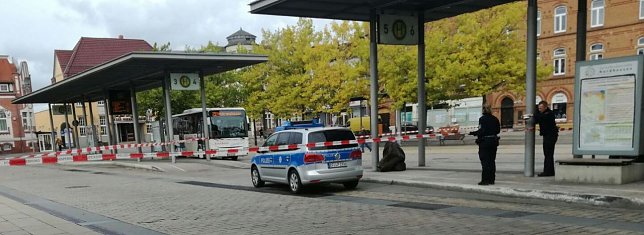 Bild: Bahnhofsplatz abgesperrt