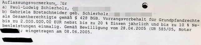 Bild: Ausschnitt aus Grundbuch
