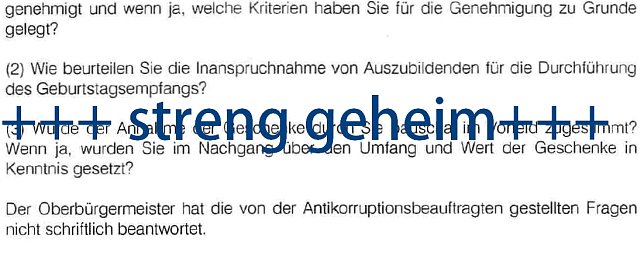 Bild: Ausriss von Fragestellungen an den damaligen OB Dr. Klaus Zeh