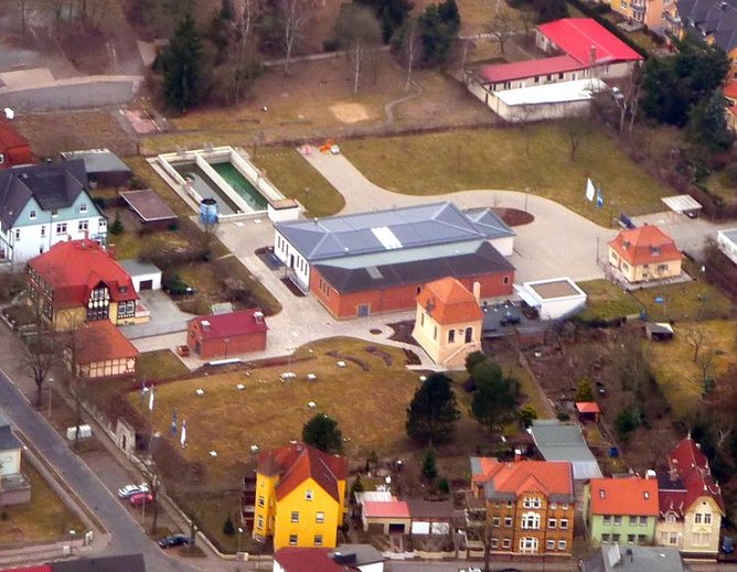 Luftaufnahme vom Wasserwerk in der Puschkin-Stra&szlig;e (Foto: WVN)