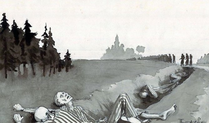 Zeichnung vom Todesmarsch (Foto: Gedenkst&auml;tte Mittelbau Dora)