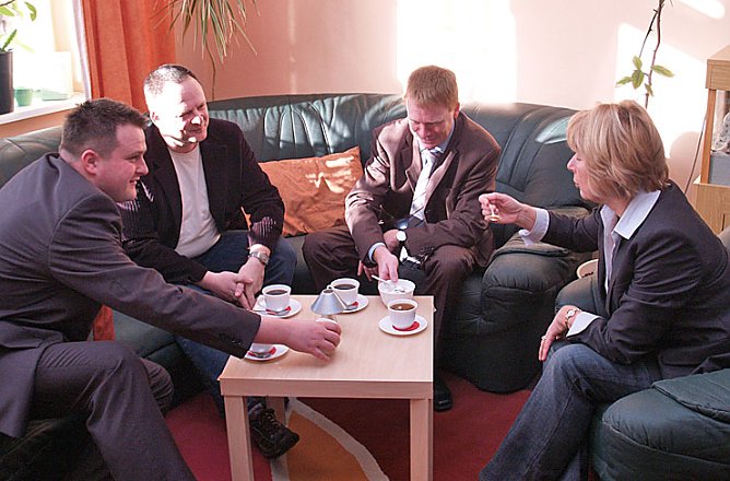 Gemütliche Runde: Rinke Matschie, Herz, Grießmann (Foto: nnz) Gemütliche Runde: Rinke Matschie, Herz, Grießmann (Foto: nnz)