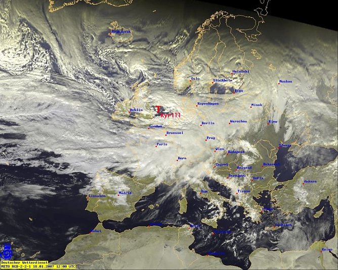 Das Satellitenbild am 18.1.2007 (Foto: DWD)