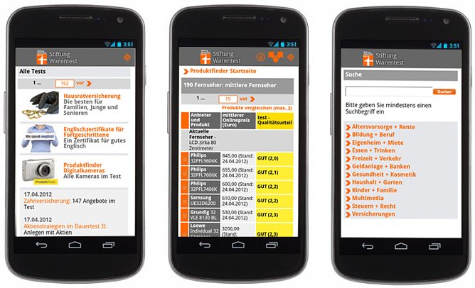 Test-App (Foto: Stiftung Warentest) Test-App (Foto: Stiftung Warentest)