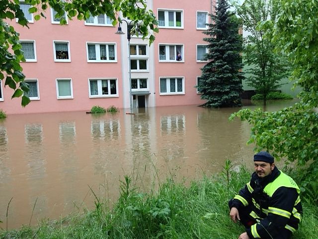 Hochwasser in Berga/Elster (Foto: Ingo Nie&szlig;en)