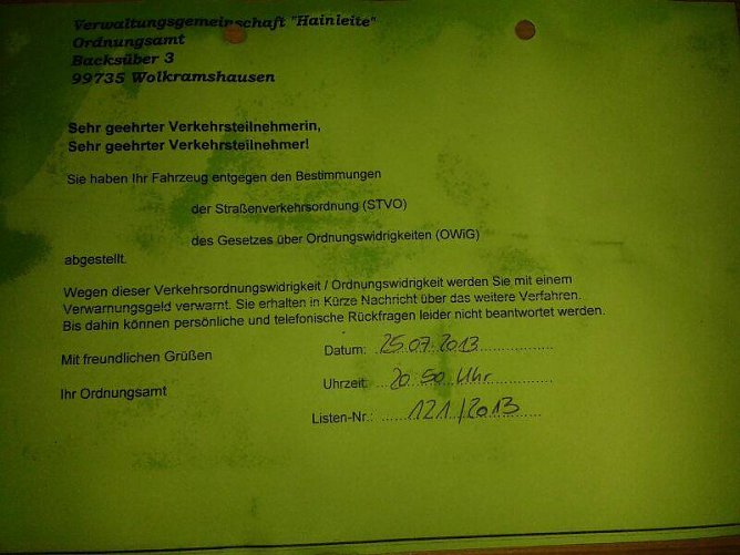 Knöllchen (Foto: privat) Knöllchen (Foto: privat)