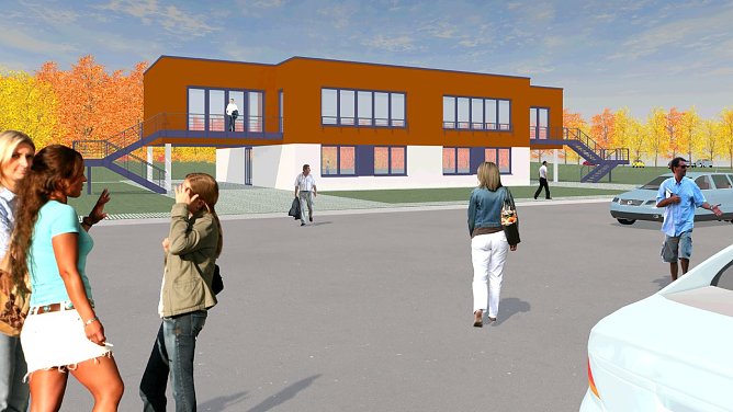 Die Computergrafik zeigt das entstehende Kompetenzzentrum (Foto: BBZ) Die Computergrafik zeigt das entstehende Kompetenzzentrum (Foto: BBZ)