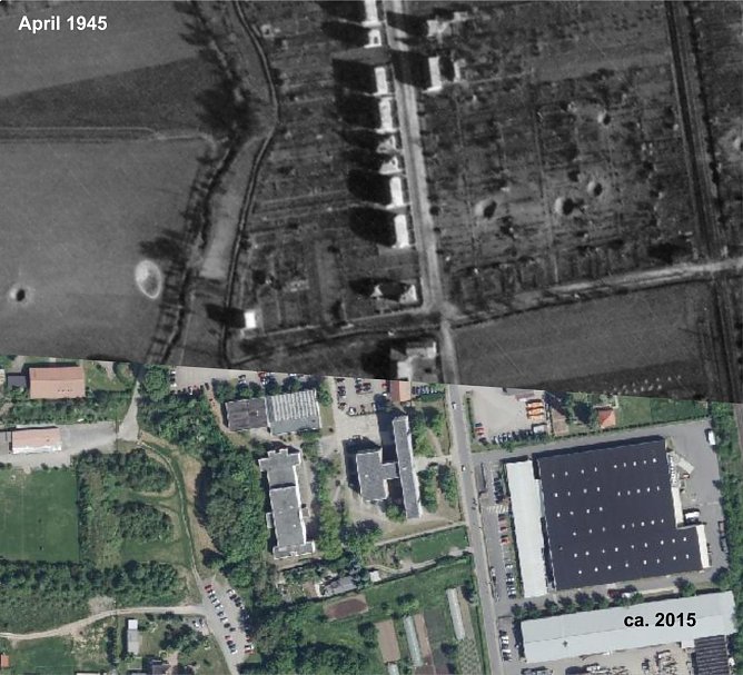 Fotomontage zeigt den Stand April 1945 im Vergleich zur Gegenwart (Foto: Archiv Iffland)