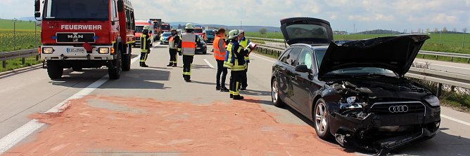 Unfall auf der A 38 (Foto: Feuerwehr Heiligenstadt)