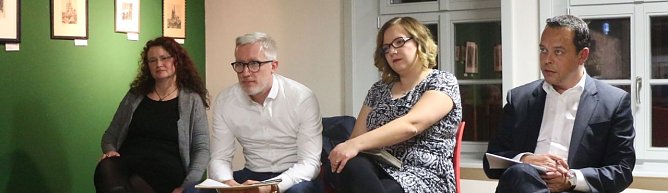Sigrid Hupach, Benjamin-Immanuel Hoff, Katja Mitteldorf und Frank Sodann sprachen &uuml;ber kulturelles Leben und wer daf&uuml;r bezahlen sollte (Foto: Angelo Glashagel)