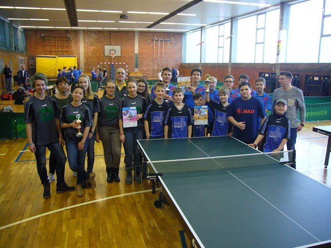 Am Mittwoch fand in der L&ouml;wentor-Sporthalle in Bleicherode das Schulamtsfinale Jugend trainiert f&uuml;r Olympia in der schnellsten R&uuml;ckschlagsportart der Welt satt. (Foto: Tim Liebergesell)