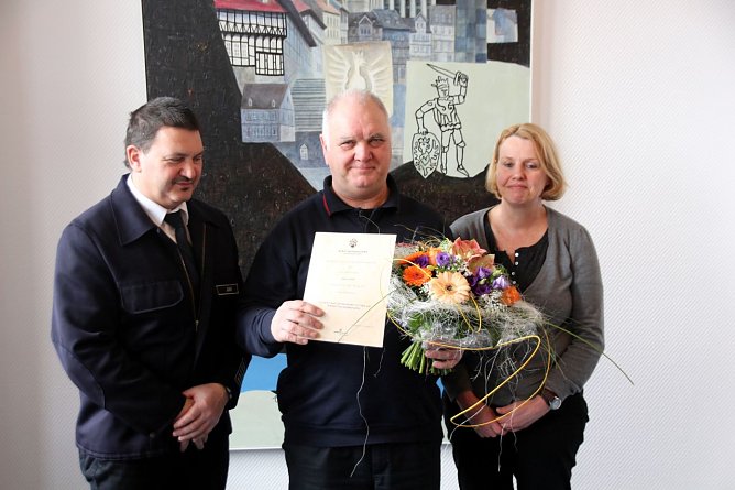 Nach 30 Dienstjahren bei der Nordh&auml;user Berufsfeuerwehr geht jetzt Georg Strau&szlig; in den Ruhestand.  (Foto: Pressestelle Stadt Nordhausen, Patrick Grabe)