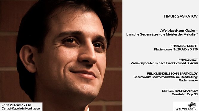 Ausnahmepianist Timur Gasratov u Gast in der Cyriaci-Kapelle (Foto: Timur Gasratov)
