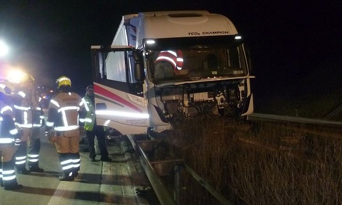 Brummi in der Leitplanke (Foto: API)