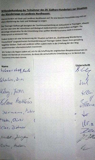 Unterschriftenliste (Foto: B. Schwarzberg)