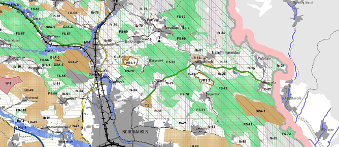 Auszug aus der Raumnutzungskarte des Entwurfes (Foto: Regionale Planungsgemeinschaft Nordth&uuml;ringen)