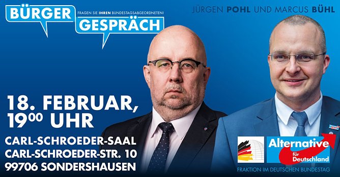 J&uuml;rgen Pohl (MdB) und Marcus B&uuml;hl (MdB) zum B&uuml;rgergespr&auml;ch in Sondershausen (Foto: AfD)