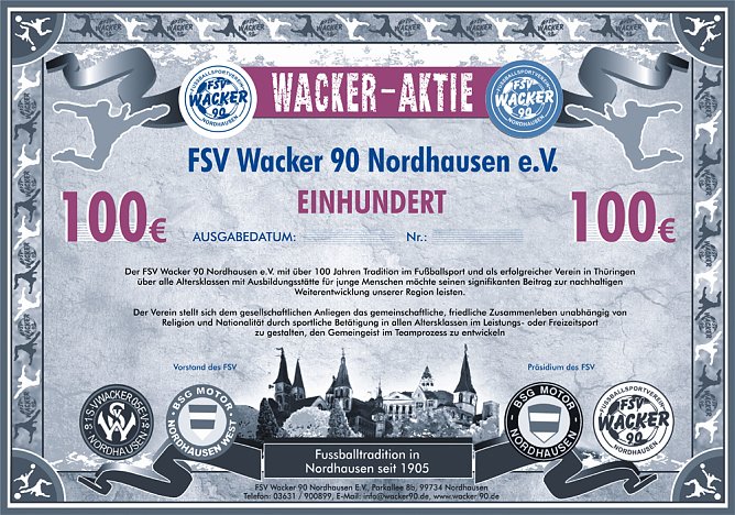 Die Wacker-Aktie (Foto: FSV Wacker 90 Nordhausen)