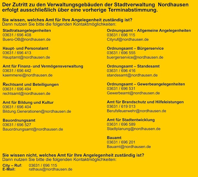 Die Kontaktnummern im &Uuml;berblick (Foto: Stadtverwaltung Nordhausen)