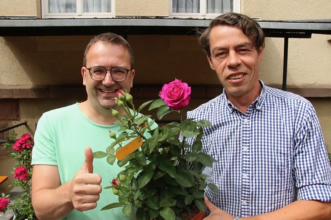 Die Rosenexperten Andreas Lechner und Heiko Leßmann geben hilfreiche Tipps (Foto: agl) Die Rosenexperten Andreas Lechner und Heiko Leßmann geben hilfreiche Tipps (Foto: agl)