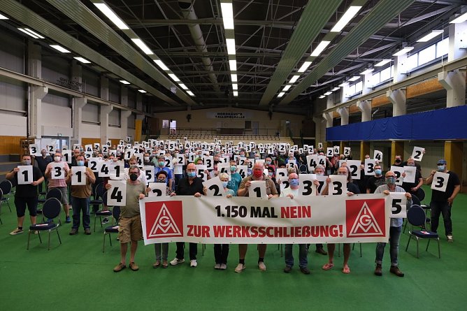 1.150 mal Nein - die Belegschaft bei Eaton will den Druck auf die Gesch&auml;ftsf&uuml;hrung erh&ouml;hen (Foto: IG Metall Nordhausen)
