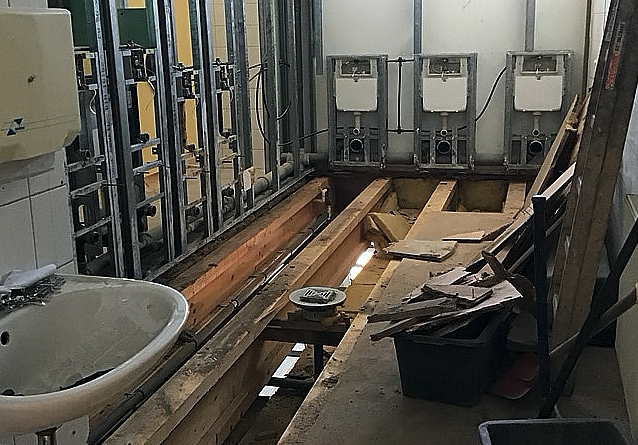 In Bleicherode werden die sanit&auml;ren Anlagen der Grundschule saniert (Foto: Pressestelle Landratsamt Nordhausen)