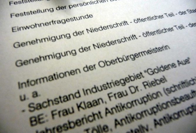 Tagesordnung (Foto: nnz)