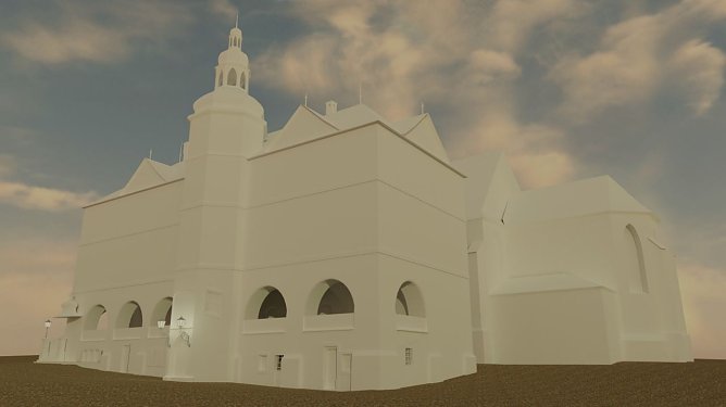 Bisher existiert das alte Rathaus nur als architektonisches Modell ohne die passenden Texturen (Foto: Christian Witt)