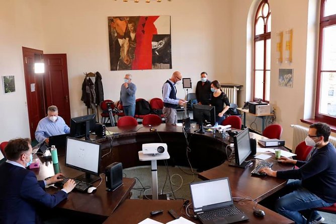 Blick in die Wahlzentrale im Landratsamt (Foto: Landratsamt Nordhausen)