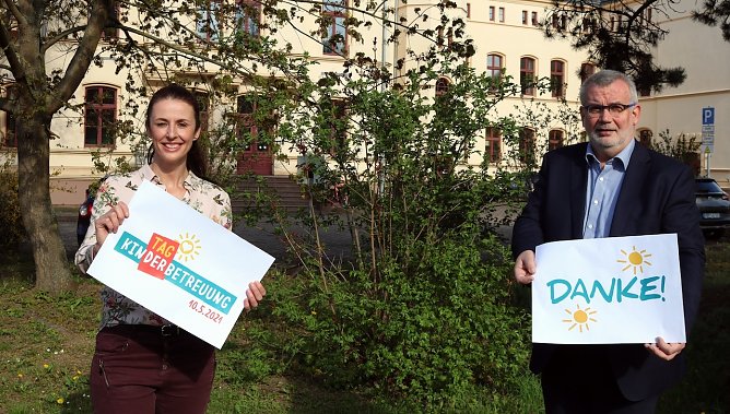 Tag der Kindertagesbetreuung - Sabine Reich und Stefan N&uuml;&szlig;le (Foto: J.Piper)