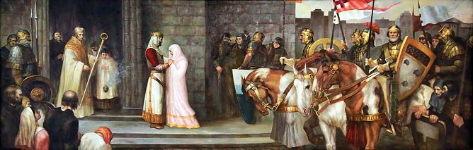 Sieht h&uuml;bsch aus, ist historisch aber reine Fiktion - das Gem&auml;lde im Rathaus zeigt Mathilde wie sie ihren Sohn Otto in Nordhausen verabschiedet. Das Original wurde 1912/13 gemalt und im Krieg zerst&ouml;rt, zu sehen ist heute eine Kopie, deren Existenz man unter anderem Wolfgang M&uuml;ller verdankt (Foto: nnz-Archiv)