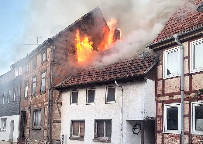 Brand in Bleicherode gestern (Foto: S.Dietzel)