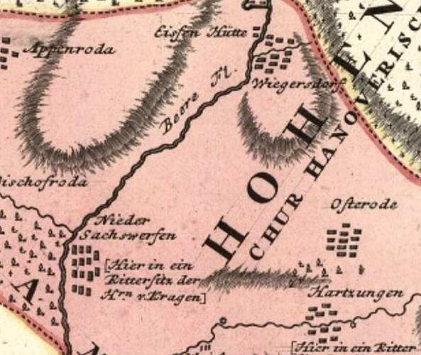 Kartenausschnitt Harzungen Chur-Hannover, Herren von Wurm, Sitz (Foto: Tim Sch&auml;fer)