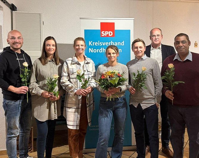 Julian Raber, Jessica Wilhelm, Alexandra Rieger, Juliane Schinkel, Maximilian Schr&ouml;ter, Matthias Jendricke, Mohamed Sayed (Foto: SPD NDH)