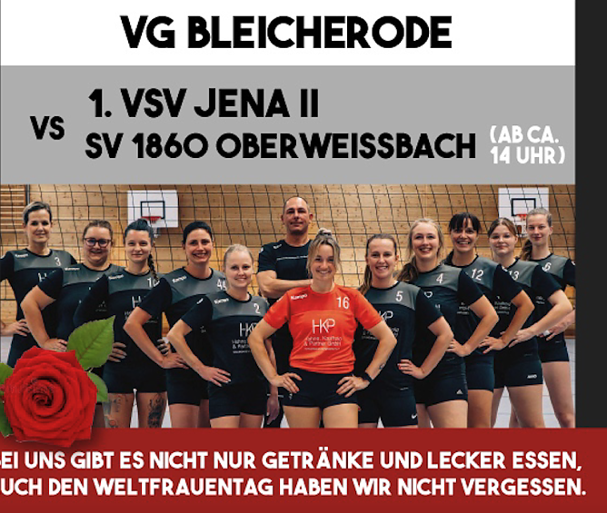 Heimspiel zum Frauentag mit den Bleicheröder Volleballerinnen (Foto: VG Bleicherode) Heimspiel zum Frauentag mit den Bleicheröder Volleballerinnen (Foto: VG Bleicherode)