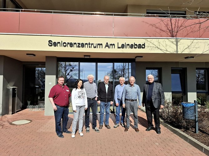 v.l.: Lars Herting DRK, Janine Wyrwich LK, Thomas Nolte Leinefelde, Harald Siebigteroth stellv. Seniorenbeauftragter, Ludwig Werkmeister Heiligenstadt, Stefan Pferner Dingelst&auml;dt, G&uuml;nther Fiedler Seniorenbeauftragter. (Foto: G&uuml;nther Fiedler)