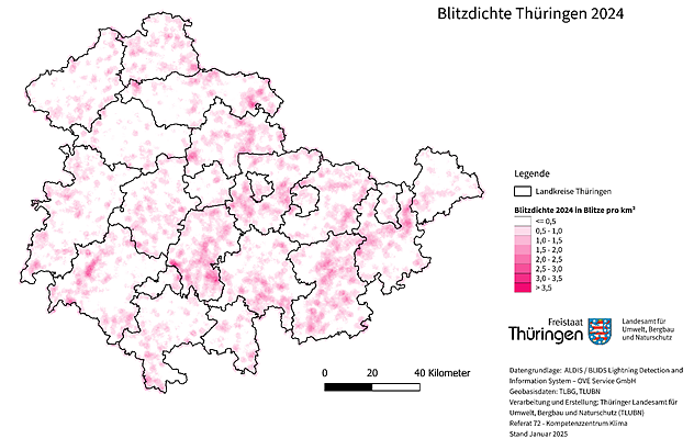 Zahl der Blitzeinschl&auml;gen Th&uuml;ringen ist r&uuml;ckl&auml;ufig (Foto: TLUBN)