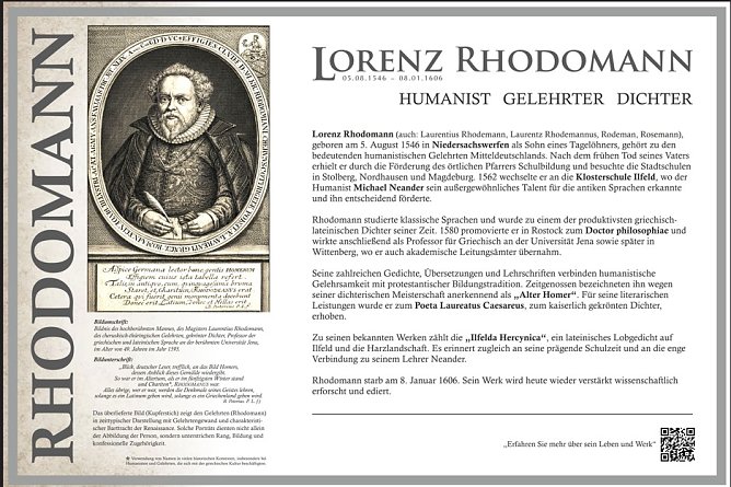 Die Gedenktafel beschäftigt sich mit Lorenz Rhodomann. (Foto: Tim Schäfer) Die Gedenktafel beschäftigt sich mit Lorenz Rhodomann. (Foto: Tim Schäfer)