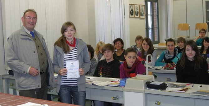 Werner Greiner bei der &Uuml;bergabe des Preises (Foto: privat)