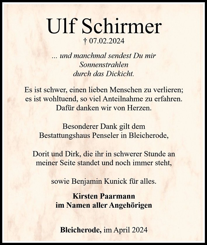 Ulf Achirmer Danksagujg (Foto: Bestattungshaus PENSELER)